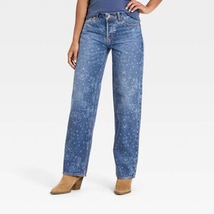Universal Thread Blue Printed Wide Leg Jeans